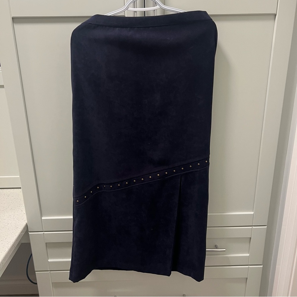 Vintage LANA LEE 3 Pce Suede-Like Dark Blue Suit Set | Size 14 - Picture 4 of 15